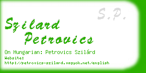 szilard petrovics business card