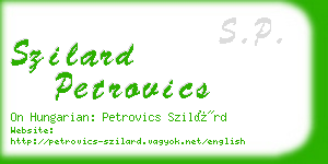 szilard petrovics business card